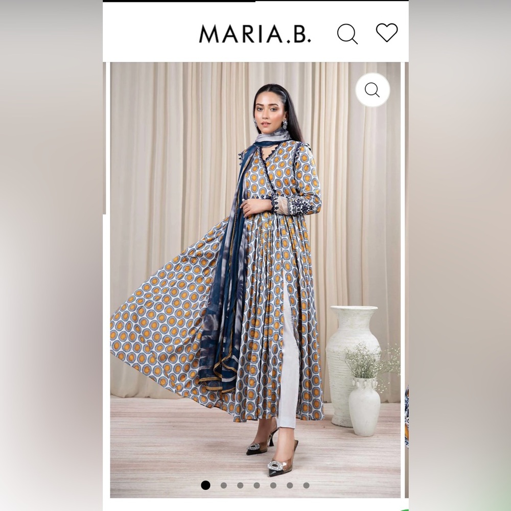 Blue and White Patterned  Maria. B. Lawn Dress